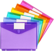 6 Pack Binder Pocket, Plastic Folders with Label, Binder Organizer, Binder Divid
