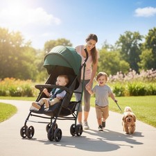 Lightweight Folding Stroller with Car Seat Compatibility  Extra-Large Canopy
