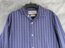 Mizzen Main Shirt Mens Medium Blue Leeward Trim Fit Made in USA Stretch Plaid