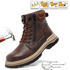 Men's Steel Toe Work Boots Indestructible Anti-Puncture Anti-smash Safety Shoes