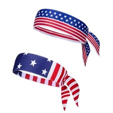2PCS American Flag Bandana Headbands USA Patriotic Headband for Red, White, Blue