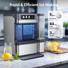 Nugget Ice Makers Countertop, Soft Chewable Pebble Ice Maker Machine 44lbs/24H