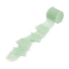 1 Roll 1.5" x 5.5 Yd Cotton Ribbon Handmade Frayed Fringe Ribbon Light Green