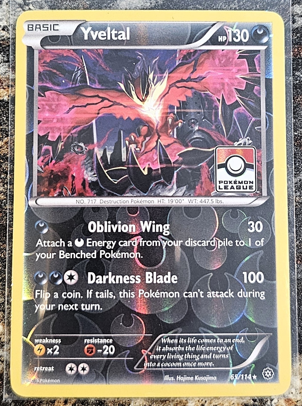 Pokemon 2016 Steam Siege Yveltal65 Rev Holo League NM