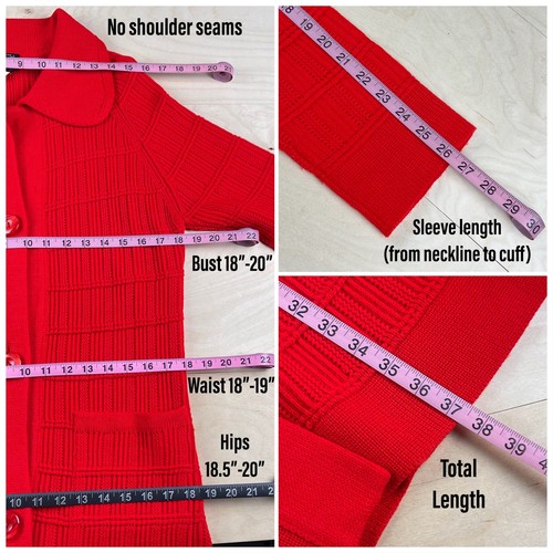 Vintage 1970s Red Chunky Knit Duster Cardigan Sweater | 36" Waist - Picture 5 of 5