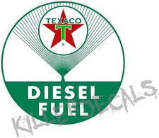 (TEXA-D-4) 12" TEXACO GREEN DIESEL  FUEL GASOLINE GAS CHIEF PUMP OIL TANK DECAL 