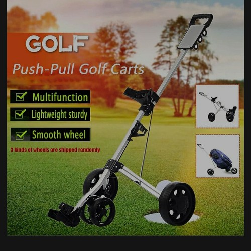Folding 3 Wheel Push Pull Golf Club Cart Trolley Swivel w/Scoreboard Lightweight - Picture 2 of 5