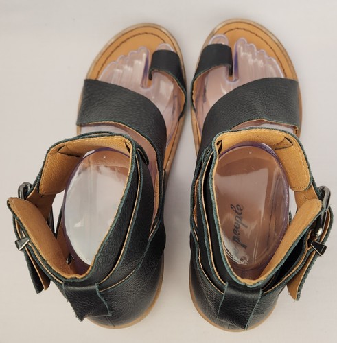 Sandalias Free People Vale Talla 37.5 EE. UU. 7-7.5 Cuero Negro Boho Mínimo Neutro - Imagen 5 de 16