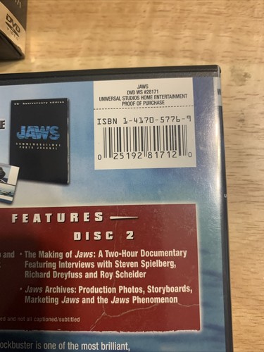 Jaws (DVD, 2005, 2-Disc 30th Anniversary Ed, Widescreen) W/Limited Ed Journal! - 第 4/9 張圖片