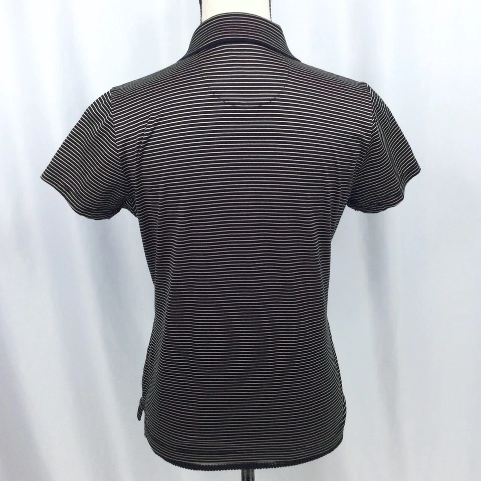 Polo de golf para mujer Bobby Jones talla pequeña negro beige a rayas Foto 3 de 4