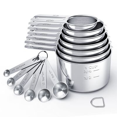 Stainless Steel Measuring Cups & Spoons Set Cups And Spoonskitchen ...