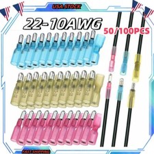 100/50pcs Heat Shrink Bullet Wire Connectors 22-10AWG Male Female Crimp Terminal