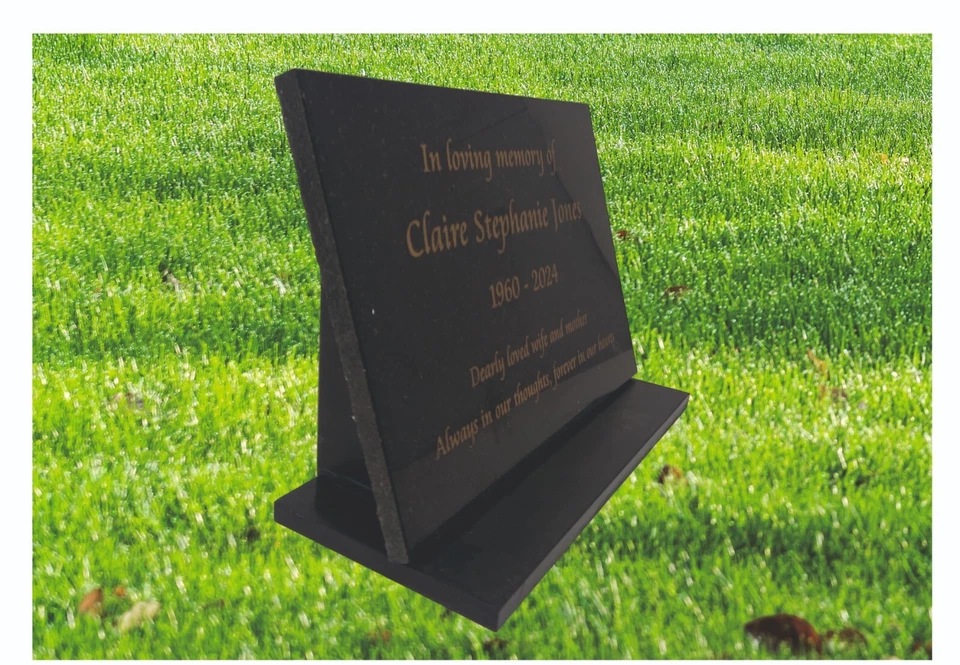 granite memorial plaque with stone display stand personalised grave marker - Image 3 of 4