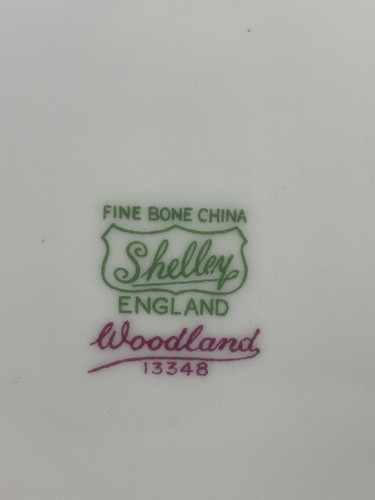 Piatto da torta con manico Shelley "Woodland" 13348 - Fine Bone China England - Foto 3 di 13