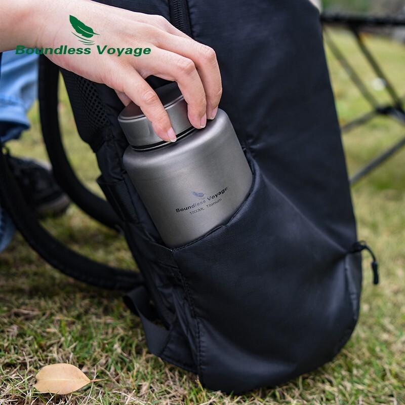 Boundless Voyage Titanium Big Capacity Water Bottle Outdoor Camping Cateen 1L