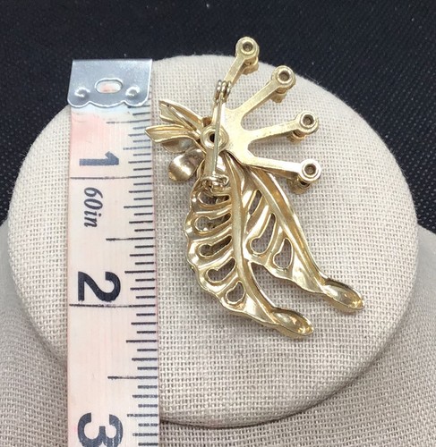 Vintage Gold Filled Large Rhinestone Floral Pin/Pendant U382 - Picture 4 of 4