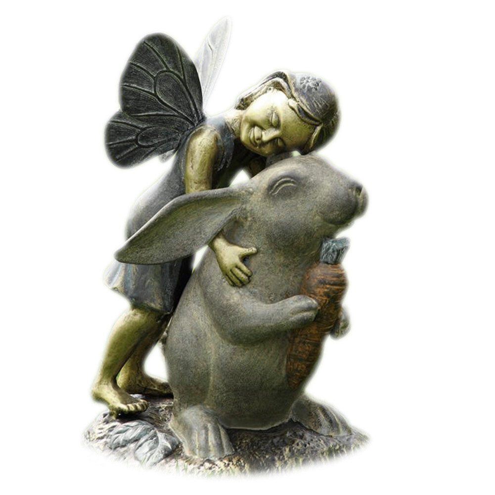 Adorable Fairy and Bunny Happiness Garden Statue