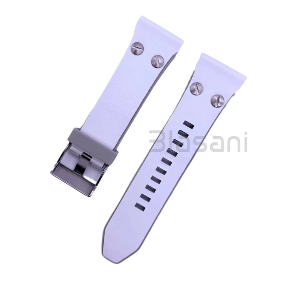 Diesel Auténtica Correa de Reloj para DZ7401 Gris Goma / Correa de Cuero Blanco 28mm Foto 2 de 4