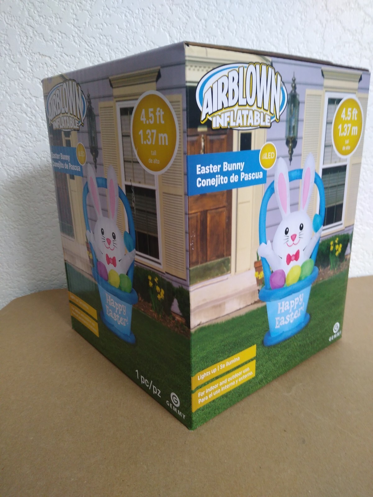 Gemmy Airblown Easter Bunny Blue Basket Airblown Inflatable LED Yard ...