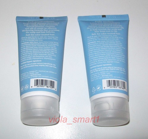 Champú espesante DERMA-E 2 oz + acondicionador 2 oz tamaño de viaje para adelgazar el cabello - Imagen 2 de 2