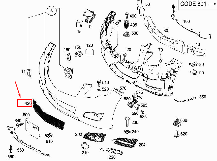 Neu MERCEDES-BENZ R W251 Kühlergrill vorne in der Mitte, A2518840374 Original