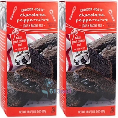 2 Packs Trader Joe's Chocolate Peppermint Loaf & Baking Mix 19 oz Each Packs
