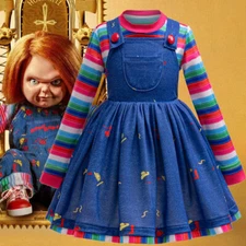 Kids Play Chucky Cosplay Ghost Doll Chucky Costume Girls Dress Gift