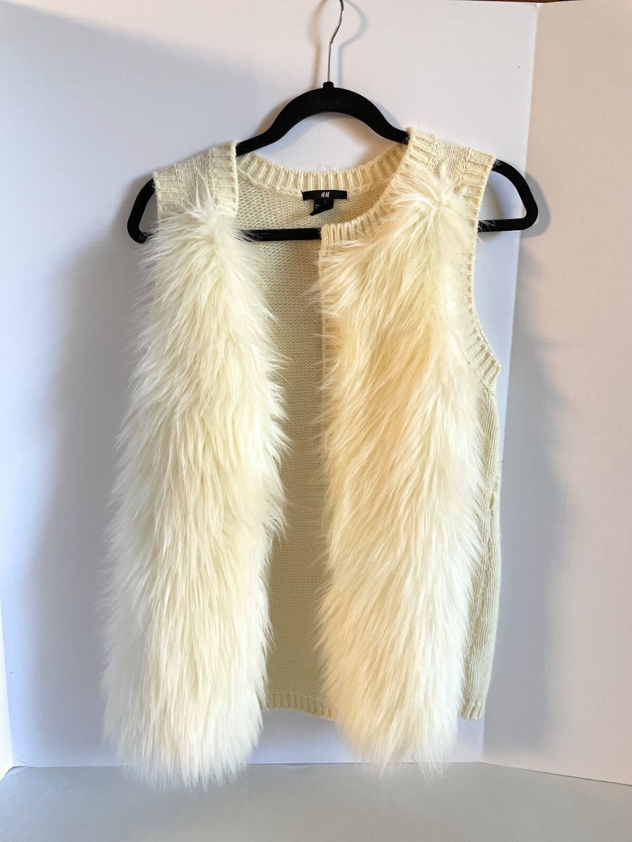 Cream Fluffy Vest H&M Cream Faux Fur Vest Knit Back Small S