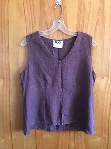 FLAX-tank-S-NWOT-100-linen-rust-purple-unique