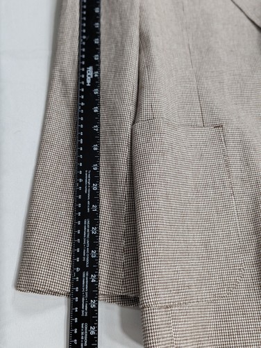 NWT Stafford Hopsack Blazer Sport Jacket Linen Cotton 42R Brown Houndstooth - Picture 9 of 10