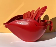 Randy Kaas POURfect 10 Pc Set Measure Cups Mixing Bowls Red Grip Bottom BPA FREE