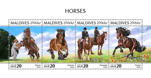 Horses MNH Stamps 2018 Maldives M/S - Afbeelding 1 van 1