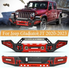 Front Rear Bumper For 2020-2023 Jeep Gladiator Jt Wwinch Plate Lights Kit Red Front Rear Bumper For 2020-2023 Jeep Gladiator Jt Wwinch Plate Lights Kit Red