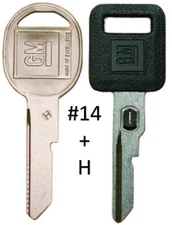 GM OEM Single Sided VATS Ignition Key #14 + Doors/Trunk GM OEM "Coined" Logo Key