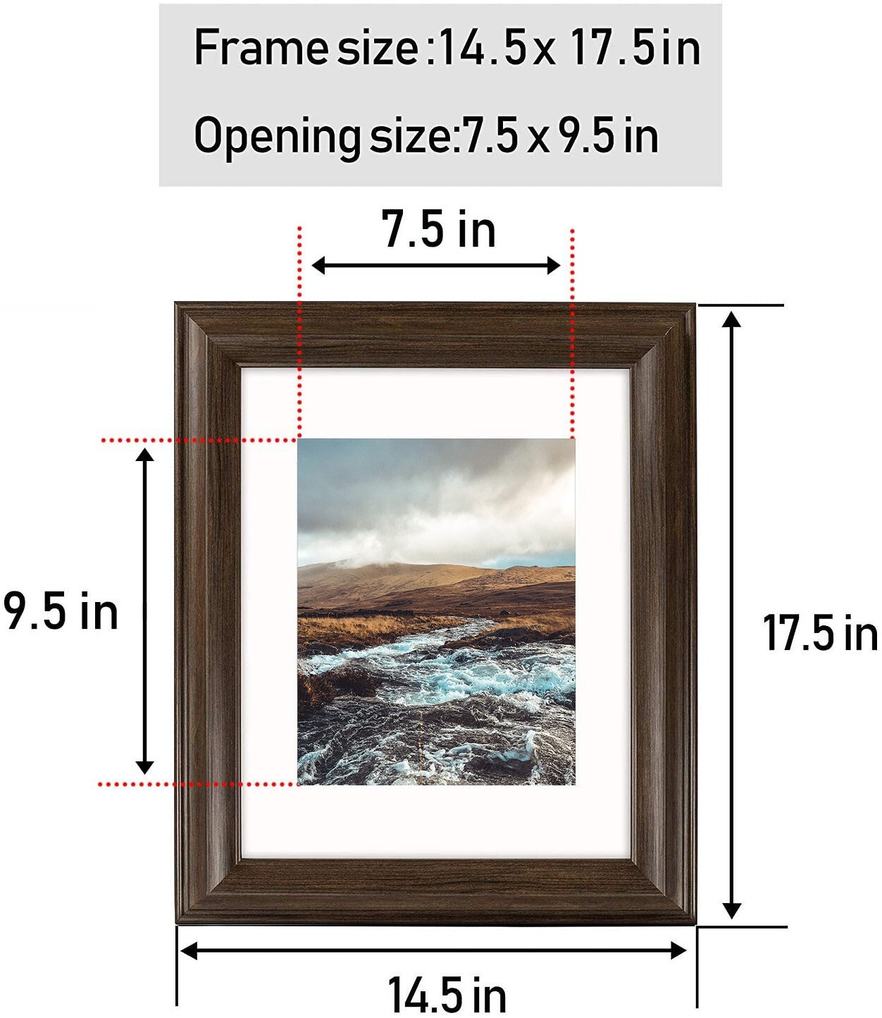 2-inch Width Brown 11x14 Frame for 8x10 Photo Frame with Ivory Mat & Real Glass