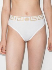 Versace Woman's Greek Key White Briefs Panties L5238 Size US Small 2 IT 