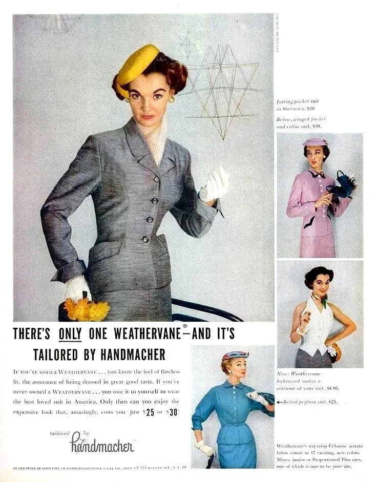 1940s-1950s Women's Fashion Ads Vintage Business Suit Office Art Seamstress  Gift