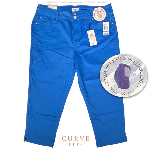 Curve Appeal Tummy Tuck Shaping System Stretch ComfortableIriza Blue Capri Pants