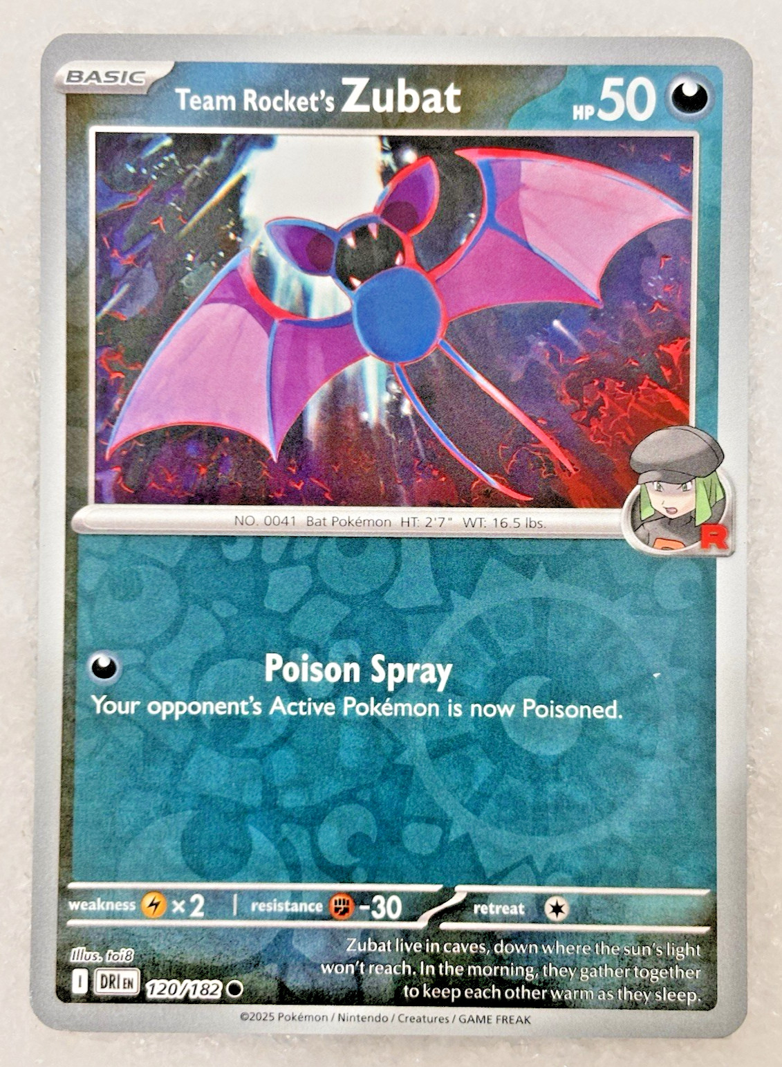 Team Rocket's Zubat 120/182 Sv10: Destined Rivals Reverse Holo