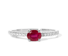 925 Sterling Silver Lab-Created Ruby Ring, Oval Cut 5th Annversery Gifts For Her