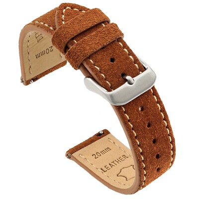 Suede Quick Release Watch Band - Light Brown - 18, 20 or 22mm