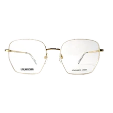 LOVE MOSCHINO Eyeglasses MOL580 IJS White on Gold Optical Frame 52-19-140
