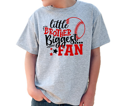 Boy's Little Brother Biggest Fan Baseball T-Shirt, Gildan kids