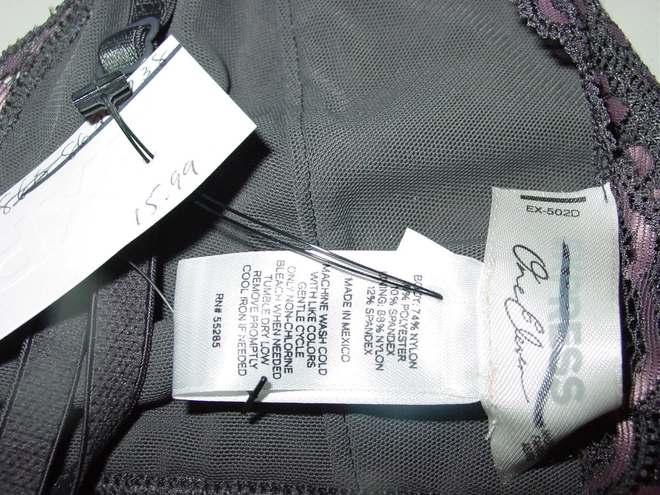 Sujetador Express Gris Oscuro Encaje Superpuesto Frontal Bralette Rosa Acentos Sissy-L-NUEVO NUEVO CON ETIQUETAS Foto 4 de 4