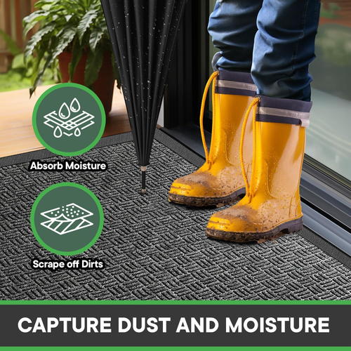 Front Door Mat, Heavy Duty Durable Welcome Mat for Outdoor Indoor, Dirt Trapper - Picture 2 of 12