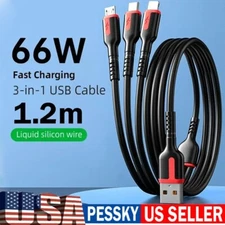 66W 3 in 1 Fast Charging Cable Type C Cable Micro USB Cable For iPhone Samsung