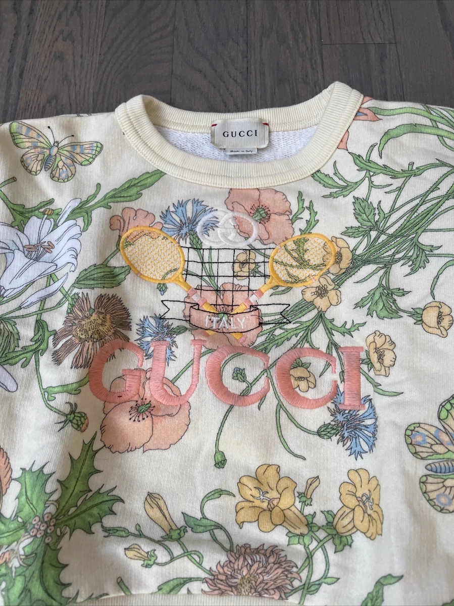 Authentic GUCCI KIDS FLORAL Printed TENNIS Sweatshirt Jumper Pullover 5T