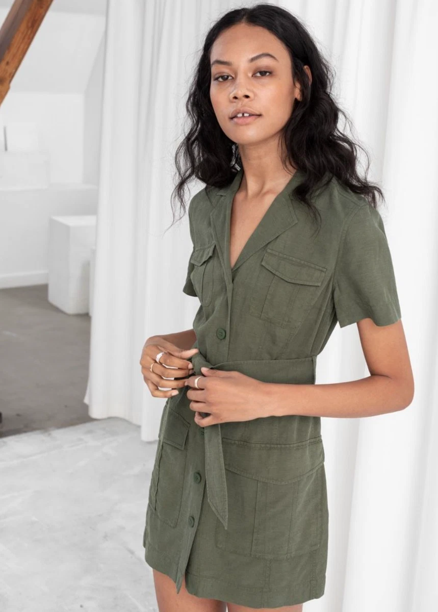Khaki green top utility dress
