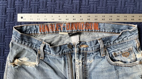 Harley-Davidson Men's Jeans 32x34 Distressed Thrashed Denim - Picture 4 of 13