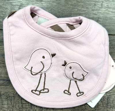 Baby New Kushies 1-3 Month Pink Brown Bird Bib
